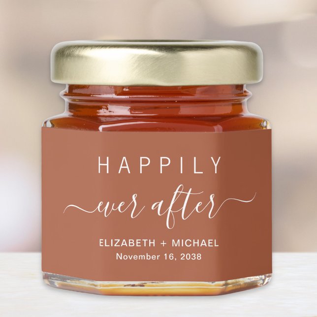 Happily Ever After Terracotta Wedding Honey Jar Favors (Creator Uploaded)