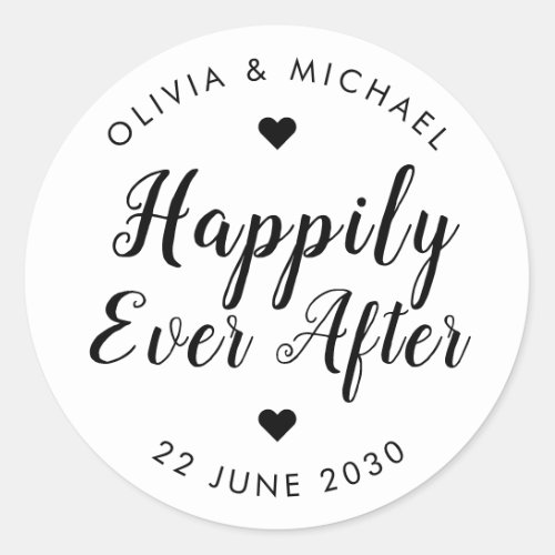 Happily Ever After Thank You Sweet Wedding Favor Classic Round Sticker