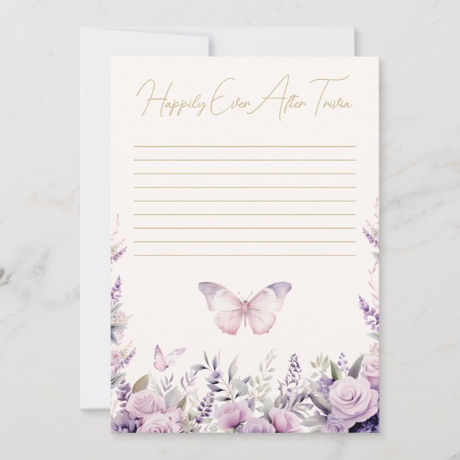 Happily Ever After Trivia Butterflies Bridal Game Invitation (Front)