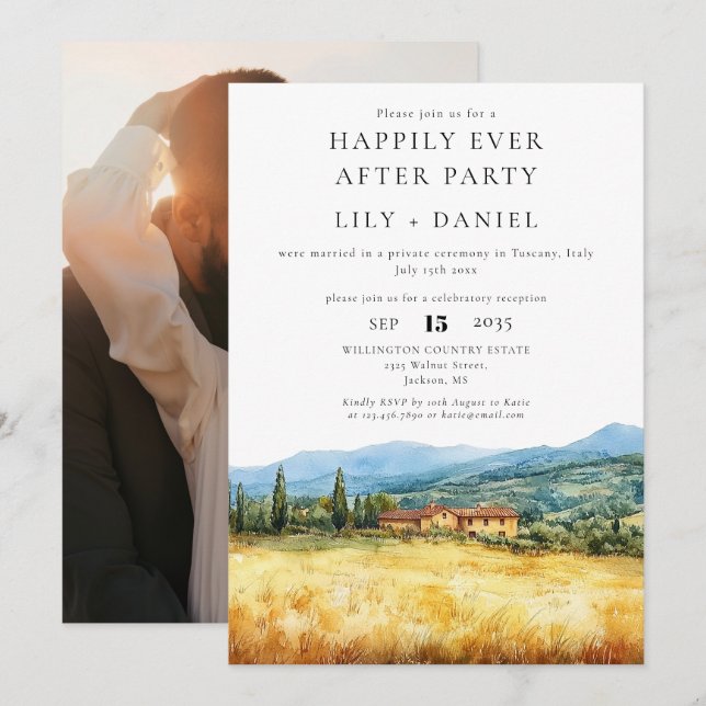 Happily Ever After Tuscany Photo Wedding Invitation (Front/Back)