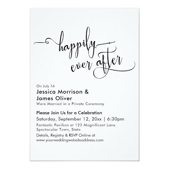 Happily Ever After Typography Reception Only Invitation