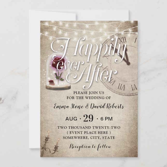 Happily Ever After Vintage Fairytale Wedding Invitation (Front)