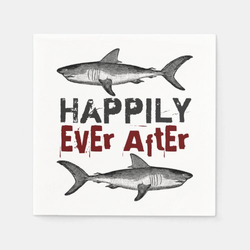 Happily Ever After Vintage Sharks Wedding Napkins