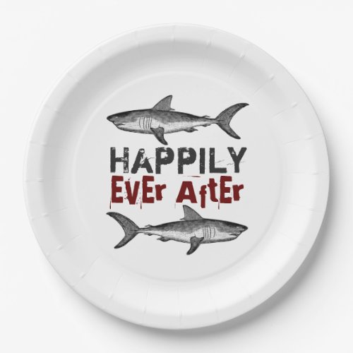 Happily Ever After Vintage Sharks Wedding Paper Plates