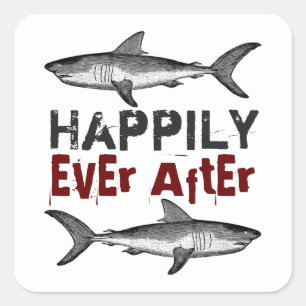 Happily Ever After Vintage Sharks Wedding Square Sticker
