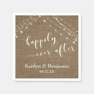 Happily Ever After w/ Burlap & White Light Strings Napkins