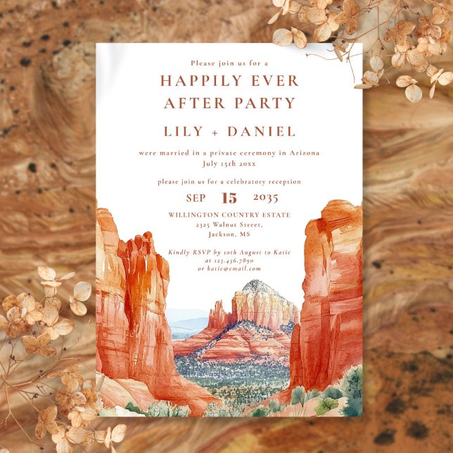 Happily Ever After Watercolor Desert Wedding Invitation (Happily Ever After Watercolor Desert Wedding Invitation)