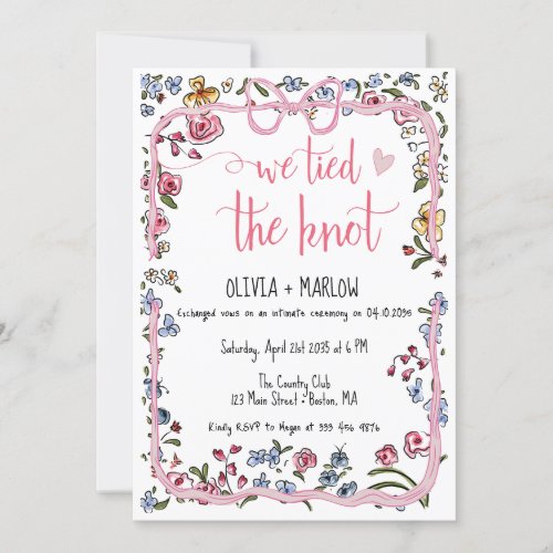 Happily Ever After watercolor floral bow Invitation