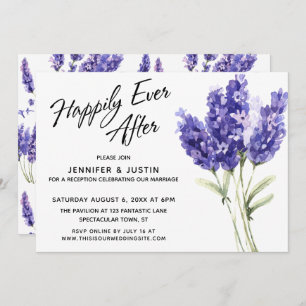 Happily Ever After Watercolor Lavender Flowers Invitation