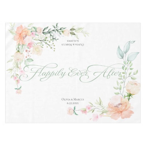 Happily Ever After Watercolor Spring Flowers Tablecloth