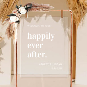 Happily Ever After Wedding Acrylic Welcome Sign