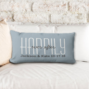 Happily Ever After Wedding Anniversary Date Couple Lumbar Pillow