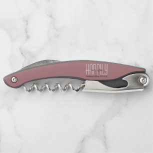Happily Ever After Wedding Anniversary Dusty Rose Waiter's Corkscrew
