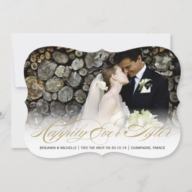 Happily Ever After Wedding Announcement Photo Card (Front)