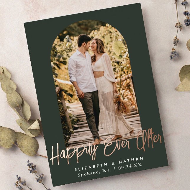 Happily Ever After Wedding Arch Frame Photo Foil Invitation (Creator Uploaded)