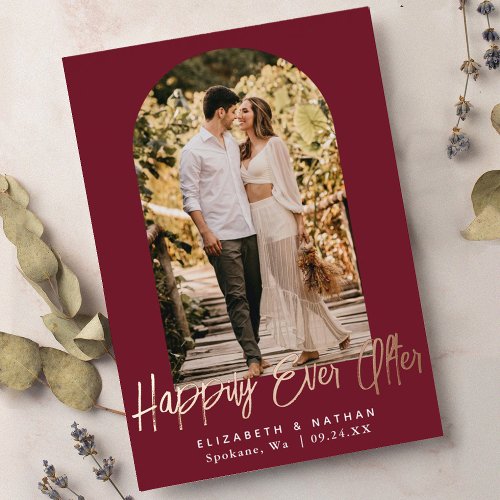 Happily Ever After Wedding Arch Frame Photo  Foil Invitation