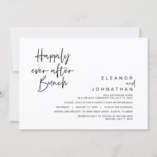 Happily Ever After Wedding Brunch Black and White Invitation