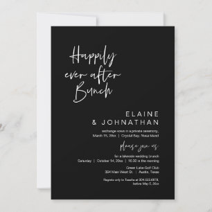 Happily Ever After Wedding Brunch, Classy Black Invitation