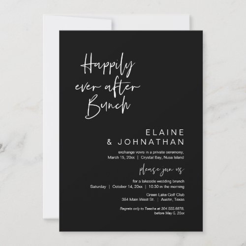 Happily Ever After Wedding Brunch Classy Black Invitation