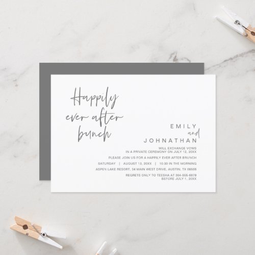 Happily Ever After Wedding Brunch Dark Grey Invitation