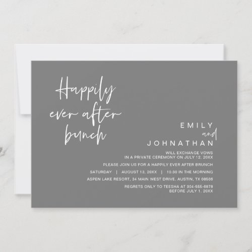 Happily Ever After Wedding Brunch Dark Grey Invitation