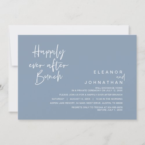 Happily Ever After Wedding Brunch Dusty Blue Invitation