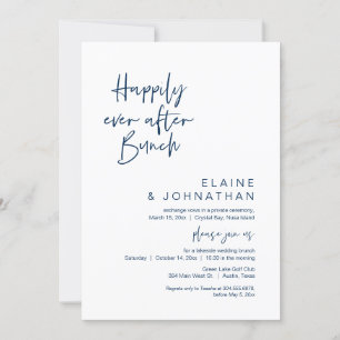 Happily Ever After Wedding Brunch, Navy Blue Invitation
