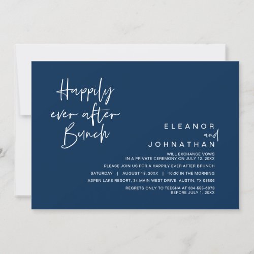 Happily Ever After Wedding Brunch Navy Blue Invitation