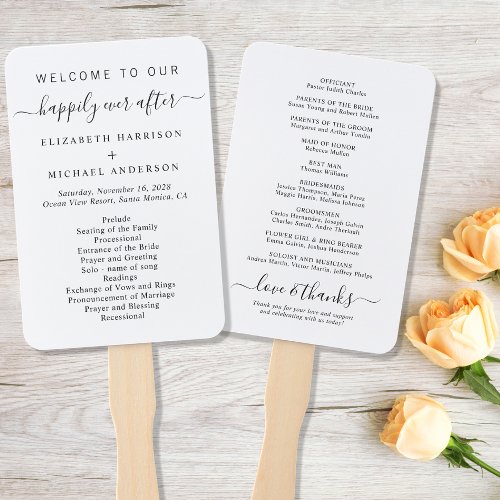 Happily Ever After Wedding Ceremony Program Hand Fan