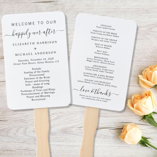 Happily Ever After Wedding Ceremony Program Hand Fan (Creator Uploaded)