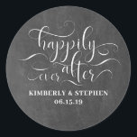 Happily Ever After Wedding Classic Round Sticker<br><div class="desc">Happily Ever After Chalkboard Wedding Stickers</div>