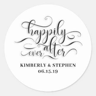 Happily Ever After Wedding Classic Round Sticker