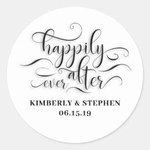 Happily Ever After Wedding Classic Round Sticker
