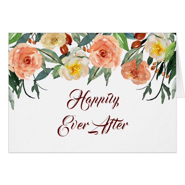 "Happily Ever After" Wedding Congratulations Card (Front Horizontal)