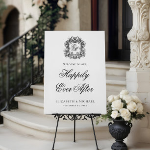 Happily Ever After Wedding Crest Welcome Sign