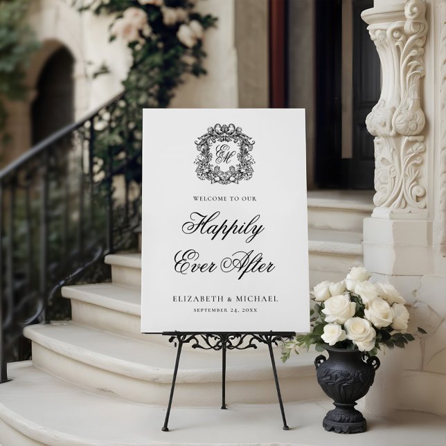 Happily Ever After Wedding Crest Welcome Sign (Creator Uploaded)