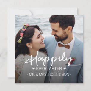 Happily ever after wedding custom photo holiday card