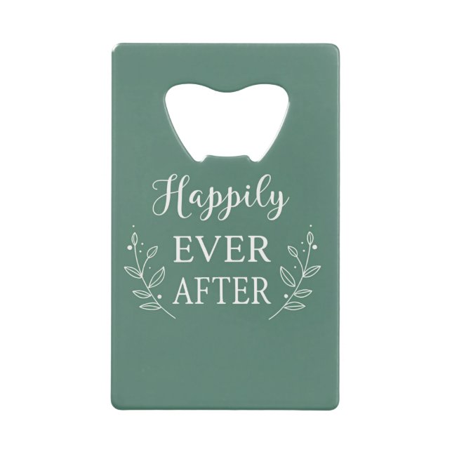 “Happily Ever After” Wedding Design – Elegant  Credit Card Bottle Opener (Front)