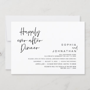 Happily Ever After Wedding Dinner, Black and White Invitation