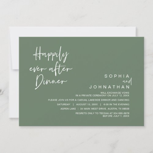 Happily Ever After Wedding Dinner Sage Green Invitation