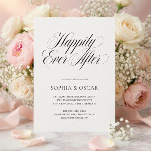 Happily Ever After Wedding | Elegant Script Invitation
