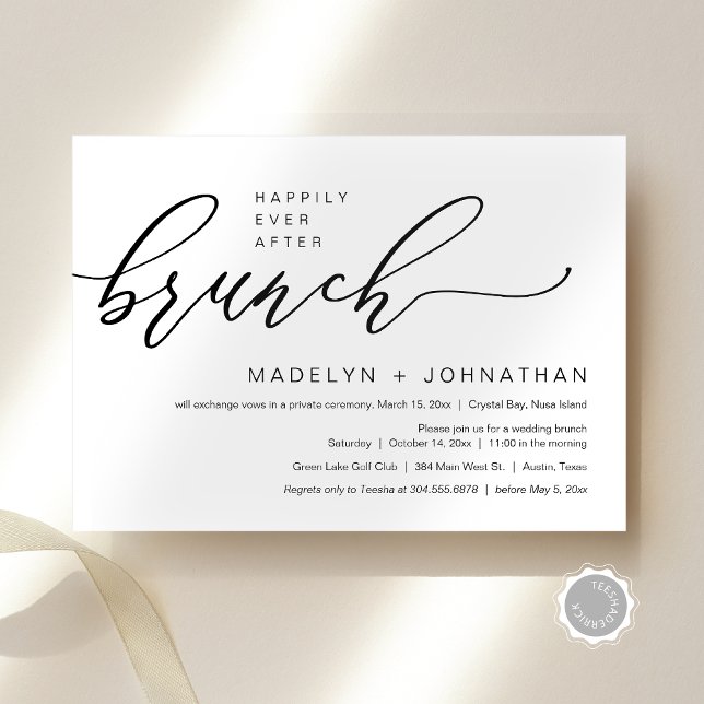 Happily Ever After Wedding Elopement Brunch Party Invitation (Happily Ever After Wedding Elopement Brunch Party Invitation Card, Editable, Downloadable, Modern)