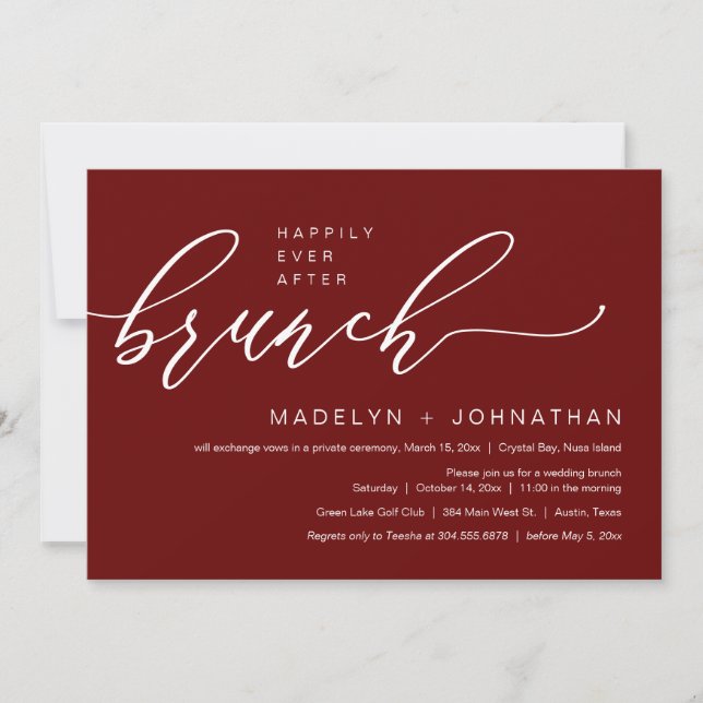 Happily Ever After Wedding Elopement Brunch Party Invitation (Front)