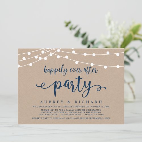 Happily Ever After Wedding Elopement Casual Party  Invitation