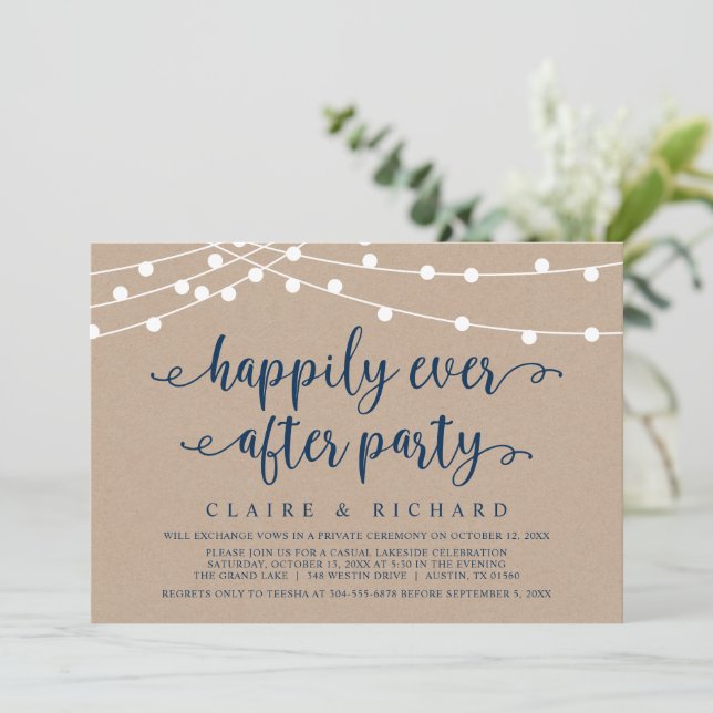 Happily Ever After Wedding Elopement Casual Party  Invitation (Standing Front)