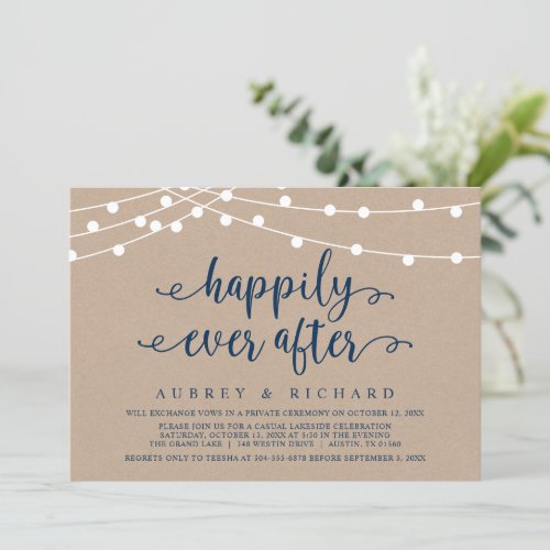 Happily Ever After Wedding Elopement Casual Party  Invitation