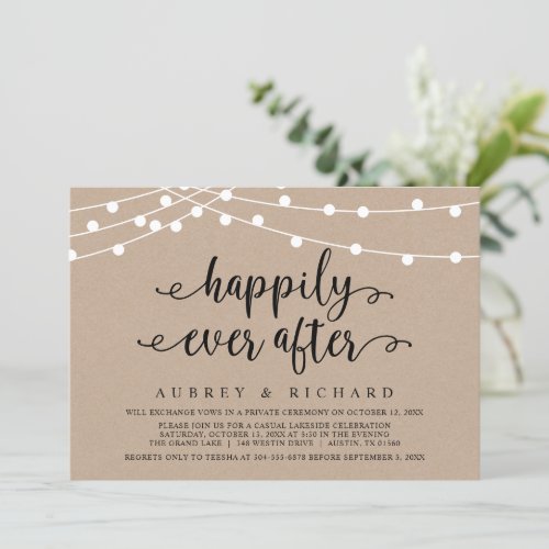 Happily Ever After Wedding Elopement Casual Party  Invitation