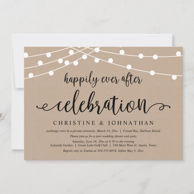 Happily Ever After, Wedding Elopement Celebration Invitation (Front)