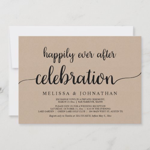 Happily Ever After Wedding Elopement Celebration Invitation