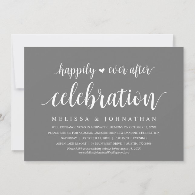 Happily Ever After Wedding Elopement Celebration Invitation (Front)